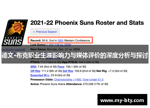 德文·布克职业生涯影响力与媒体评价的深度分析与探讨